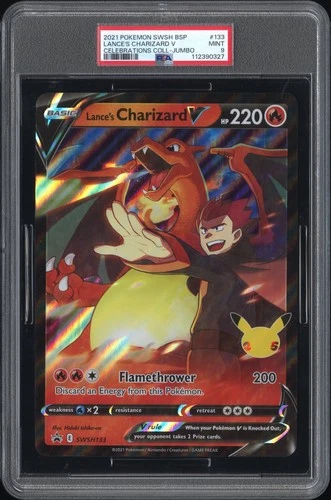 2021 POKEMON SWSH BLACK STAR JUMBO PROMO #133 LANCE'S CHARIZARD V PSA 9