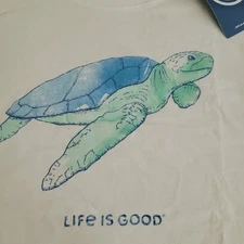 Life Is Good Crusher Tee Shirt Womens XL White Sea Turtle Graphic Cotton