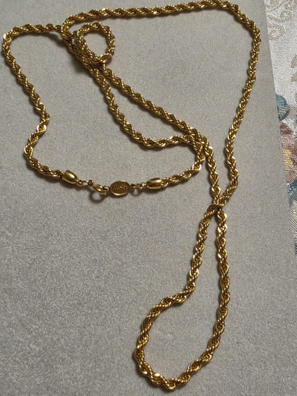 Vintage Napier Gold Plated 24 Rope Chain Signed EUC Sparkling Necklace