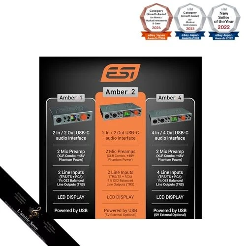 ESI 24 bit/192 kHz compatible – 2-in/2-out professional USB-C audio interface - Image 2 of 4