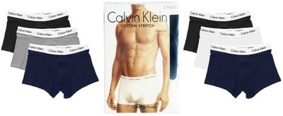 Calvin Klein Low Rise Underwear Trunks, Mens Classic Fit, Cotton Stretch, 3 pack
