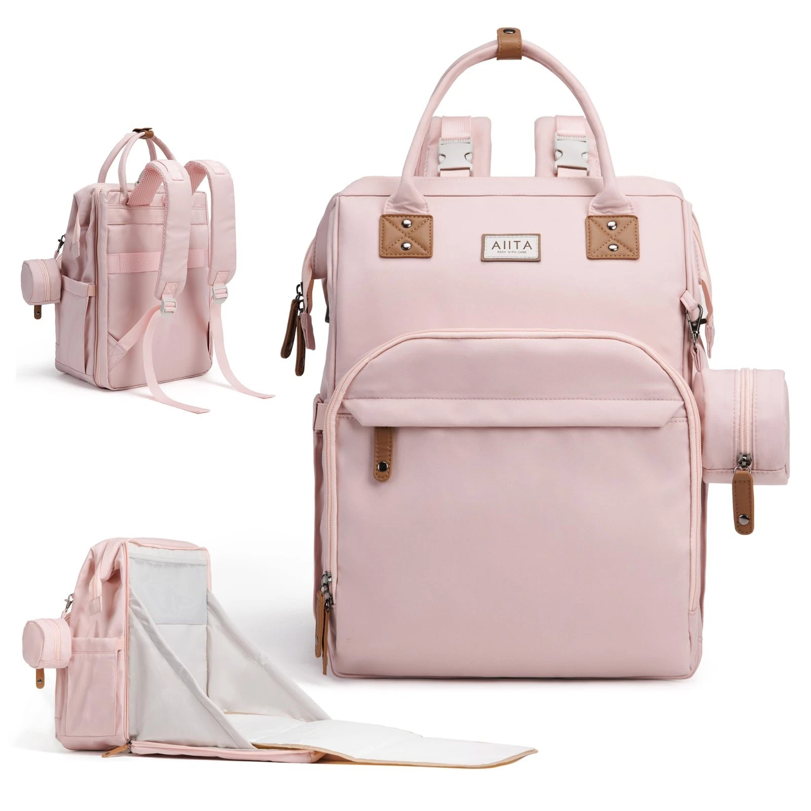 Multifunctional Diaper Bag Backpack with Changing Pad, Large Capacity Travel Bag
