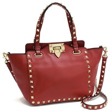 Valentino Garavani 2way Handbag Rockstuds Leather Red VALENTINO GARAVANI