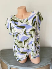 Coconut Girl Top XL 👀 Ladies Linen Button Coastal Grandma Floral Pastels Beachy