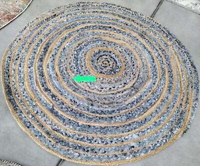BLUE / NATURAL 5' X 5' RD Broken Thread Rug, Reduced Price 1172759193 CAP209L-5R