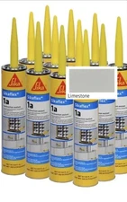 12 Pack Sikaflex 1A Polyurethane Construction Sealant Caulk, Limestone Color