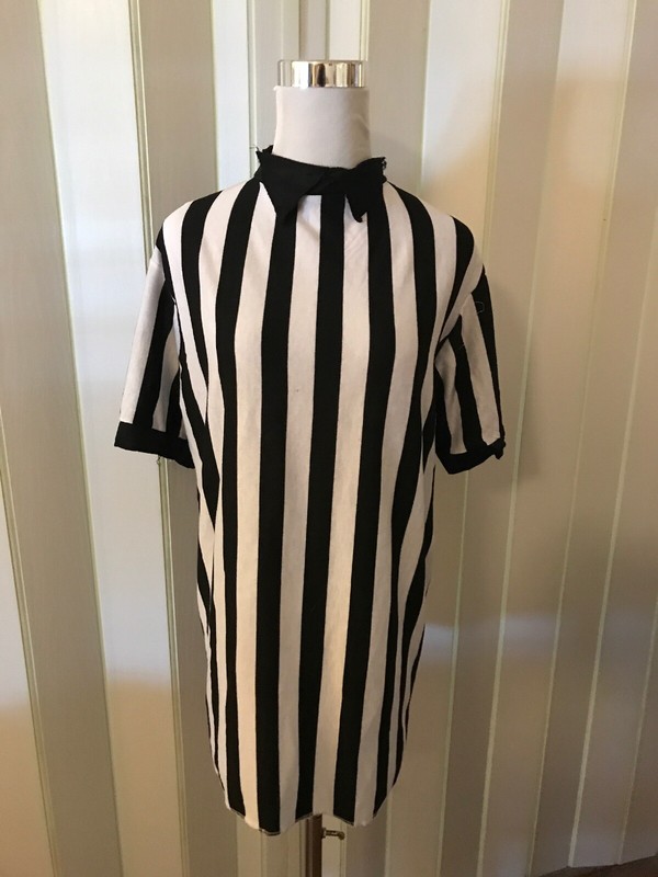 Umpire Referee Black White Striped Unisex Shirt Top Costume Party-One Size