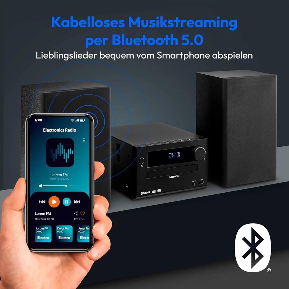 MEDION MD44484 Micro Audio System Kompaktanlage DAB+/PLL Bluetooth CD Player - Bild 4 von 4