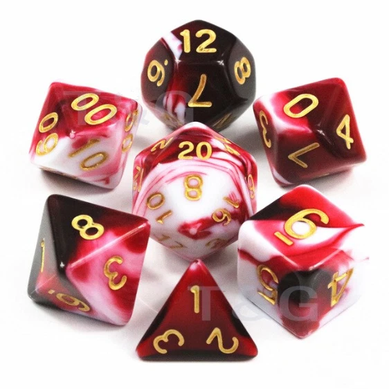 Würfel Set 7-teilig W4-W100 RPG Rollenspiel DND DSA Tabletop Warhammer Rot Lila