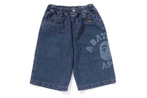 A Bathing Ape Kids 10oz Middle Length Denim Shorts 2025 SS COLLEGE Logo Japan - Picture 3 of 6