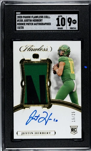 Justin Herbert RC RPA Auto #15/25 SGC 10 2020 Panini Flawless Collegiate LAC