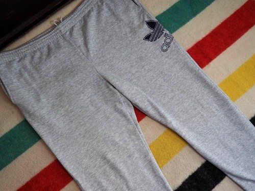 VTG 80s Adidas Trefoil Logo Heather Gray Baggy Sweatpants Exercise Mens 2XL XXL - Picture 2 of 7