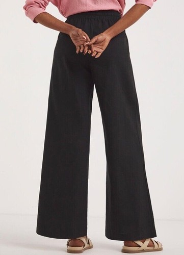 JD WILLIAMS PANTALONE DONNA NERO MISTO LINO GAMBA LARGA LUNGHEZZA REGOLARE 29" NUOVO (588 - Foto 3 di 4
