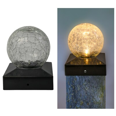 Crackle Ball Solar Post Cap, Set of 2