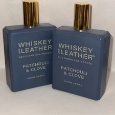 WHISKEY AND LEATHER  PATCHOULI & CLOVE Room Spray 2-3.6fl.oz Glass Bottles