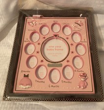 NIB One Year Baby Frame-Pink-Holds 13 pictures-hang or stand