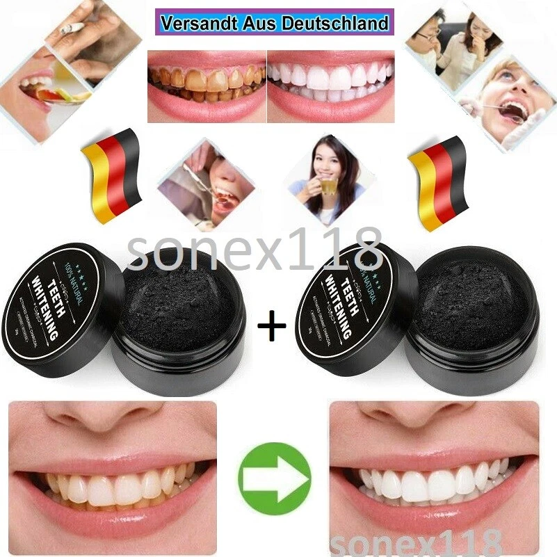 2x 100% Natürlich Aktivkohle Zahnaufhellung Pulver für Zähne - Bild 2 von 4