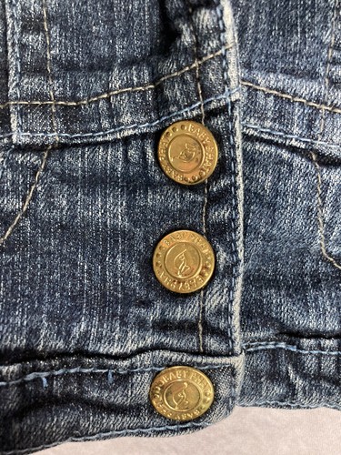 Baby Pfat Girlz 4 Youth Jacket Denim Jean Snap Blue Pockets Cotton Girls Gold - Picture 9 of 12