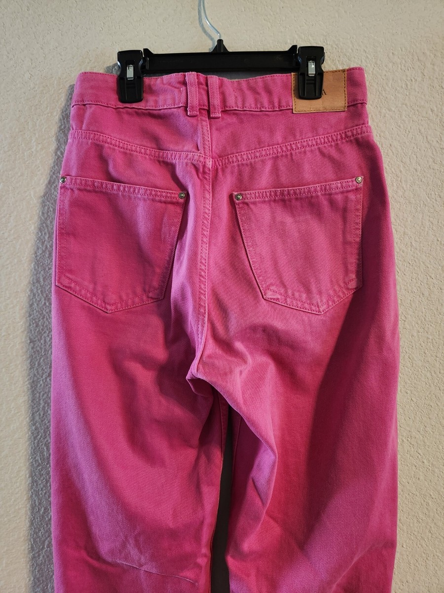 Zara Women's Hot Pink Denim Wide Leg Jeans size 6 | eBay
