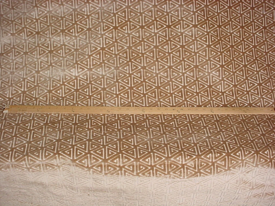 1-5/8Y Pindler 7013 Lourdes Antique Gold Triangle Ikat Velvet Upholstery Fabric - Image 2 of 4