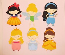 Princess 1 Snow White Belle Cinderella Tinker Aurora Jasmine Die cut Scrapbook