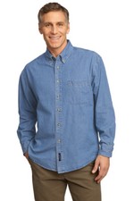 Railroad Denim shirts with front logo L.S. or S.S. Dark Denim or Light denim