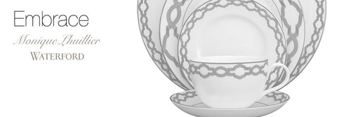 Waterford Fine China Monique Lhuillier Embrace Floral Lace Oval Platter 13.5" - Picture 6 of 6