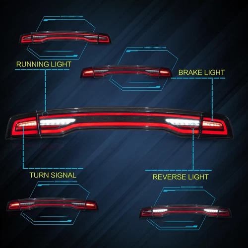 VLAND LED Tail lights Fit 2011-2014 Dodge Charger DRL Sequential & Animation L+R - Bild 5 von 9