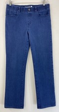 Betabrand Denim Jean Jeggings Pull On Pant Large Straight Leg Stretch Blue