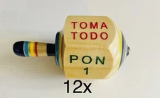 12x Wood Toma Todo Pirinola Mexican Traditional Toy 12 Piezas De Tomatodo