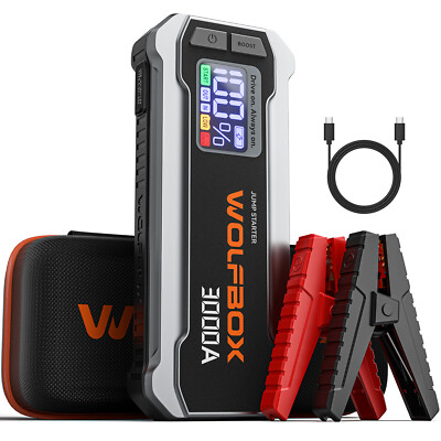WOLFBOX 3000A Auto Starthilfe Jump Starter Ladegerät 12V Booster Powerbank KFZ
