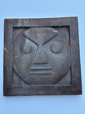 ANTIQUE WOOD CARVING TRIBAL AFRICAN NATIVE A INFLUENCE OF PICASSO STATUE DOOR
