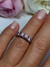 925 Sterling Silver Pink CZ Ring Size 5