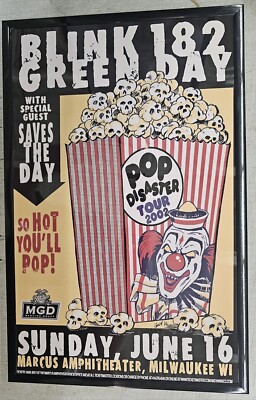 Blink 182 & Green Day Milwaukee 2002 Concert Poster 11 X 17 Framed