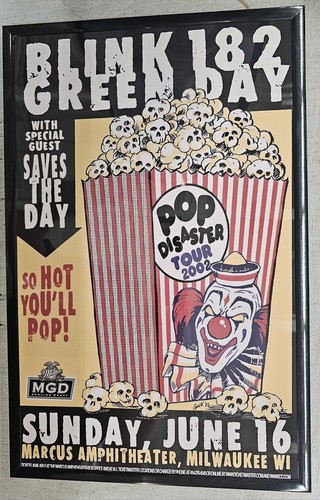 Blink 182 & Green Day Milwaukee 2002 Concert Poster 11 X 17 Framed