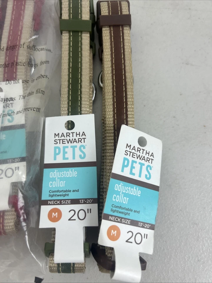 5 Martha Stewart ~ Collar de perro de nailon ajustable - Talla mediana (cuello: 13:20) verde rojo Foto 2 de 4