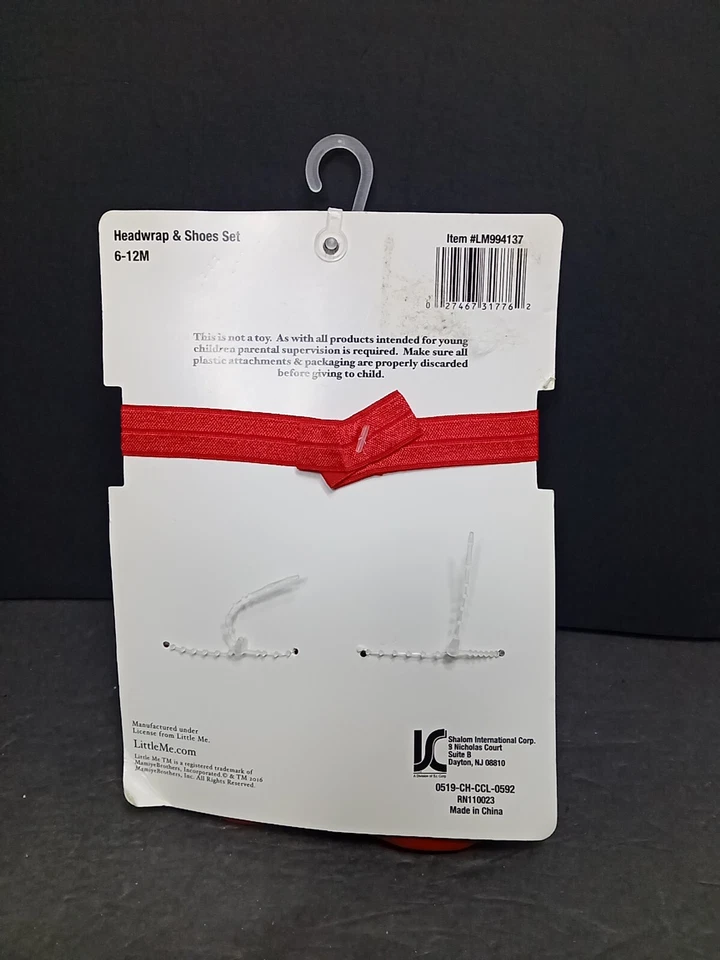 ❤️ Little Me Holiday Colors Infant Girls Head Wrap & Shoes Set Size 6-12 mos NIB - Image 2 of 3