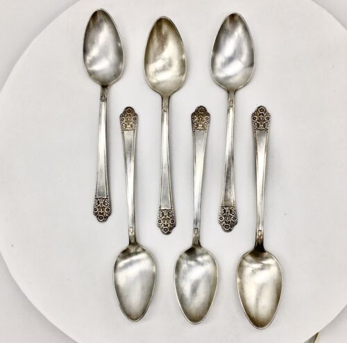 Vintage Original Rogers DeLuxe Plate Precious 6 Spoons 6 1/4" Silver plate