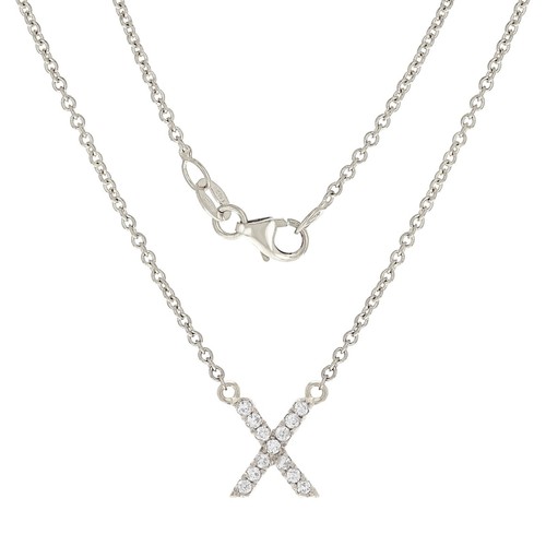 14k Gelb Weiß oder Rotgold Diamant Anfangsbuchstabe X Anhänger Halskette 18" - Bild 14 von 18