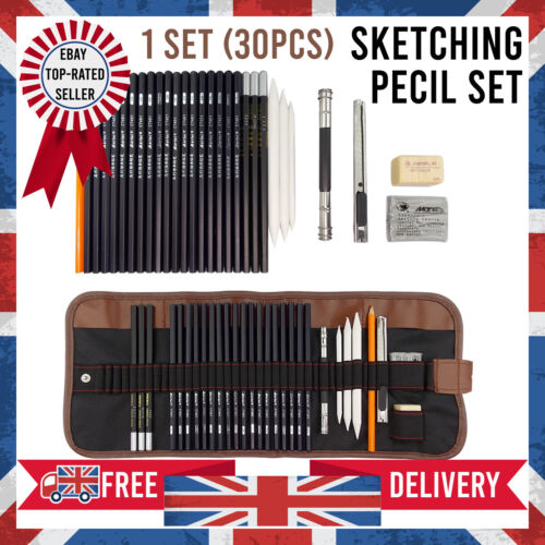 NEW 30x in Set Drawing Sketching Pencil Pen Set Writing Creative Art Student UK - Zdjęcie 1 z 7
