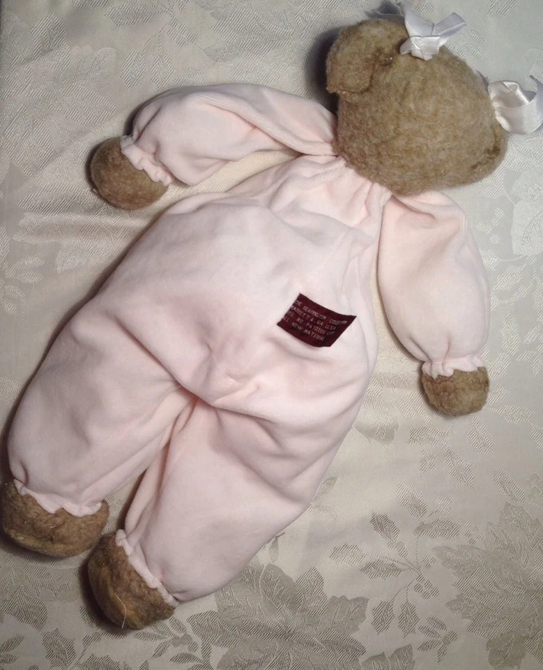 "Oso de peluche Bearington rosa marrón peluche peluche juguete suave gorro floppy 16""" Foto 4 de 4