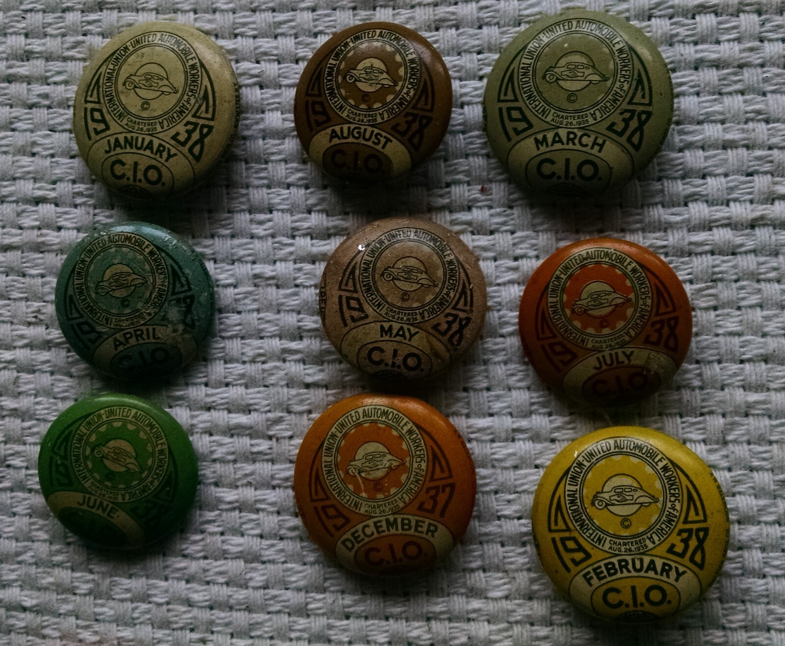 Lot of 12 CIO / UAW Union Lapel Pins 19371938 Rochester NY Local 11