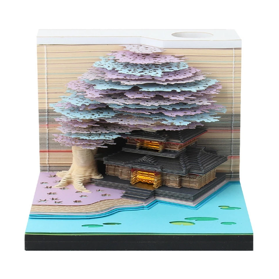 3D Memo Pad 260 Sheets Paper Carving Sticky Notes Convenience Post Notes Green - Image 2 of 4