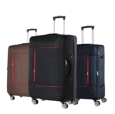 Lightweight Soft Shell Suitcase Cabin Luggage Checked In Set Wheels  Trolley UK