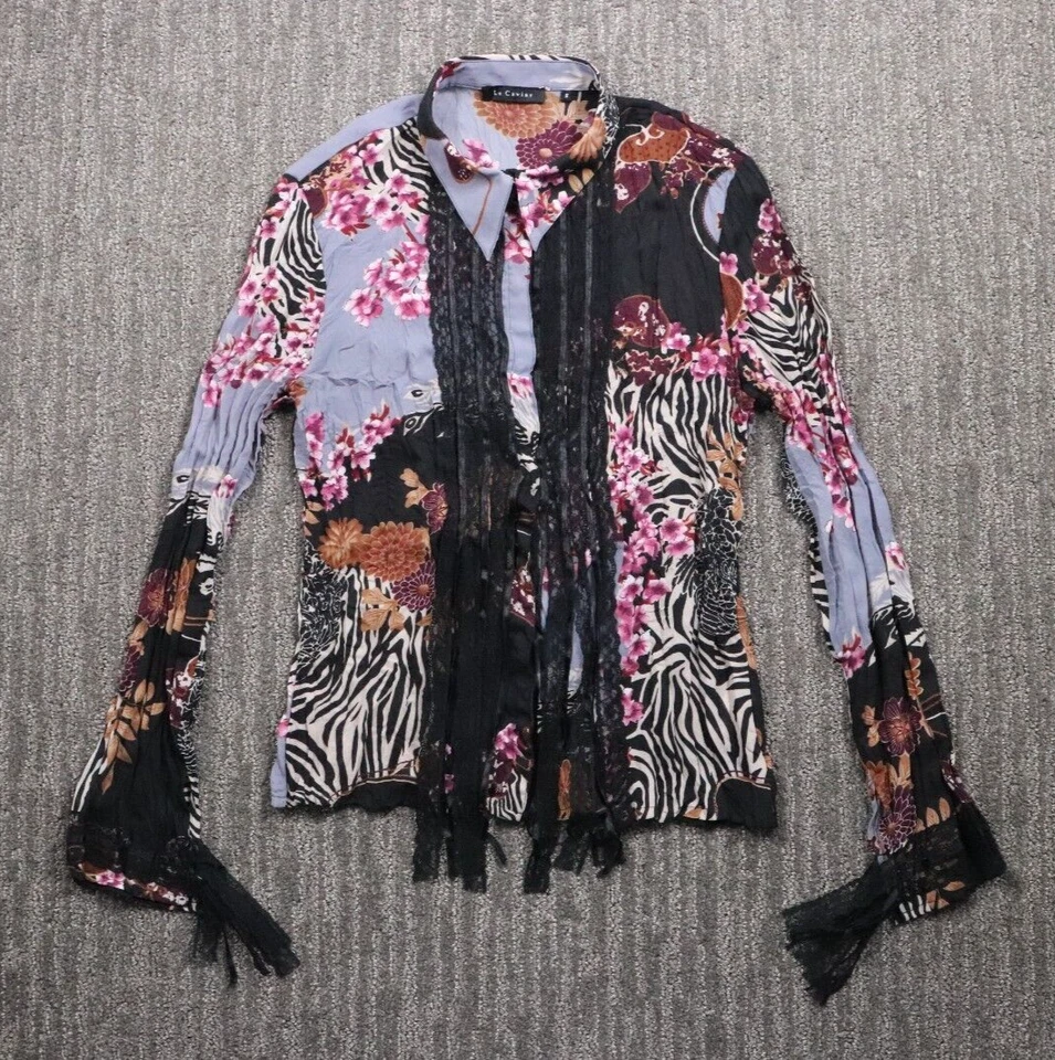 Blusa Le Caviar para mujer S Fairycore bohemia romántica acento de encaje frente a presión
