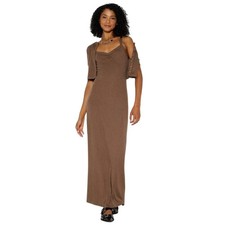 Wild Fable Women's Brown Ribbed 2pc Maxi Dress and Cardigan Set Size M
