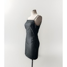 Akira Black Cubed 3D Pleather Size M Galactic Little Vinyl Black Dress