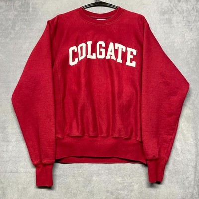 Champion Reverse Weave Colgate Sweatshirt Mens Small Red Spellout Fleece Lined