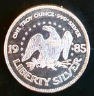1985 A-Mark Liberty Mint Eagle Bell Shield Rare Bullion-0.999 Silver 1 Oz Coin