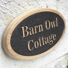 Personalised Oval Oak House Sign Custom Rustic Wooden Cottage Name Plaque Outdoo